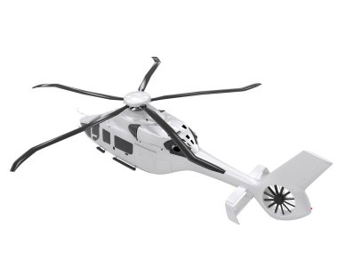 Realistic helicopter isolated on white background. 3d rendering - illustration