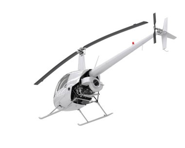 Realistic helicopter isolated on white background. 3d rendering - illustration