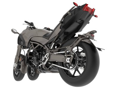 Motosiklet arka planda izole edilmiş. 3d görüntüleme - illüstrasyon