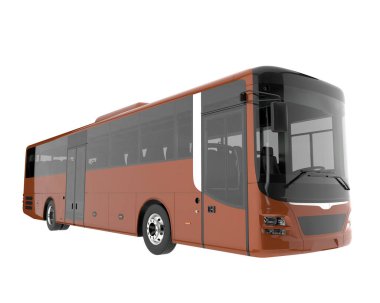 City bus isolated on grey background. 3d rendering - illustration