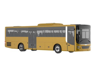 City bus isolated on grey background. 3d rendering - illustration