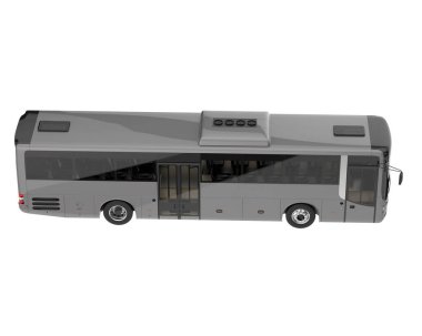 City bus isolated on grey background. 3d rendering - illustration