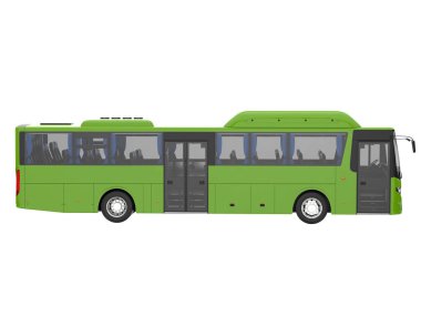 City bus isolated on grey background. 3d rendering - illustration