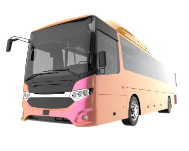 City bus isolated on grey background. 3d rendering - illustration