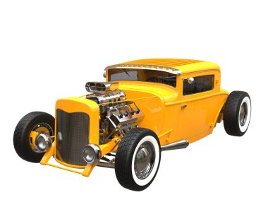 Muscle car isolated on white background. 3d rendering - illustration