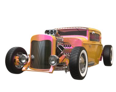 Muscle car isolated on white background. 3d rendering - illustration