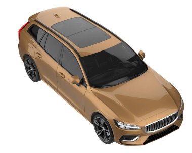 Modern car isolated on white background. 3d rendering - illustration