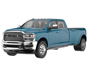 Pickup truck isolated on white background. 3d rendering - illustration