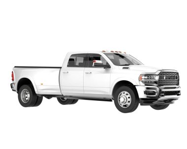 Pickup truck isolated on white background. 3d rendering - illustration