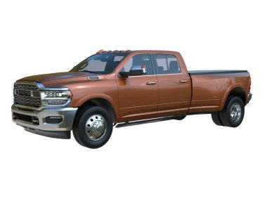 Pickup truck isolated on white background. 3d rendering - illustration