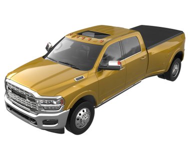 Pickup truck isolated on white background. 3d rendering - illustration