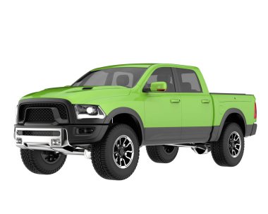 Pickup truck isolated on white background. 3d rendering - illustration