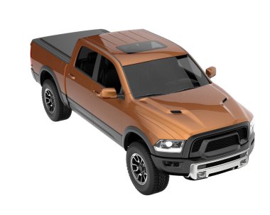 Pickup truck isolated on white background. 3d rendering - illustration