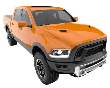 Pickup truck isolated on white background. 3d rendering - illustration