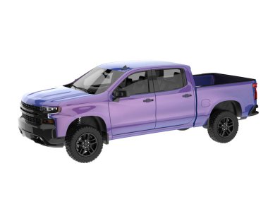 Pickup truck isolated on white background. 3d rendering - illustration