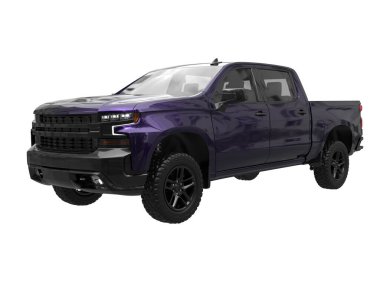 Pickup truck isolated on white background. 3d rendering - illustration