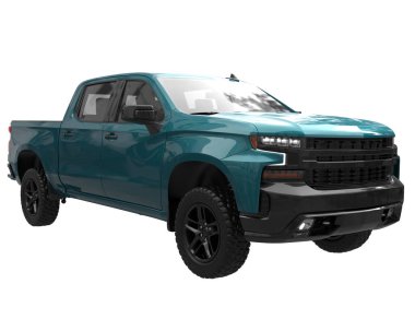 Pickup truck isolated on white background. 3d rendering - illustration