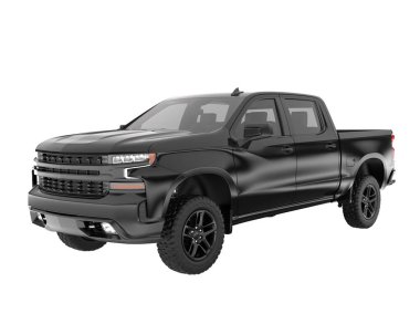 Pickup truck isolated on white background. 3d rendering - illustration