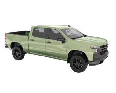 Pickup truck isolated on white background. 3d rendering - illustration