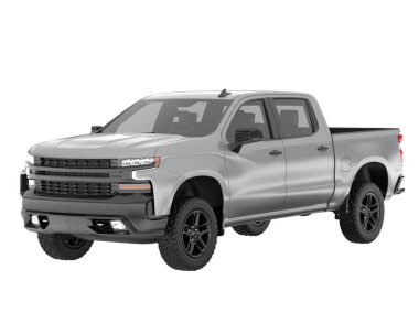 Pickup truck isolated on white background. 3d rendering - illustration