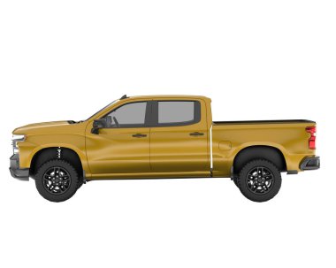 Pickup truck isolated on white background. 3d rendering - illustration