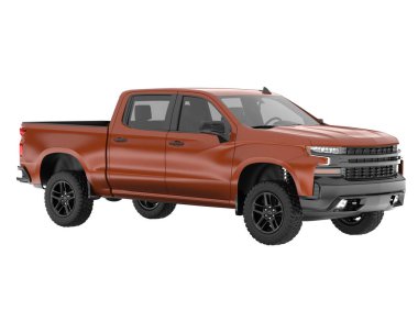 Pickup truck isolated on white background. 3d rendering - illustration