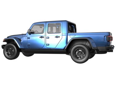 Pickup truck isolated on white background. 3d rendering - illustration