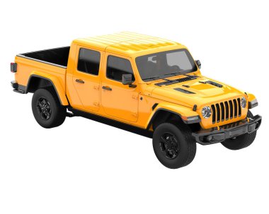 Pickup truck isolated on white background. 3d rendering - illustration