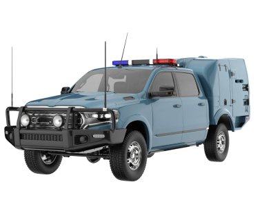 Pickup truck isolated on white background. 3d rendering - illustration