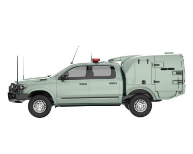 Pickup truck isolated on white background. 3d rendering - illustration