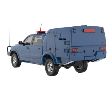 Pickup truck isolated on white background. 3d rendering - illustration