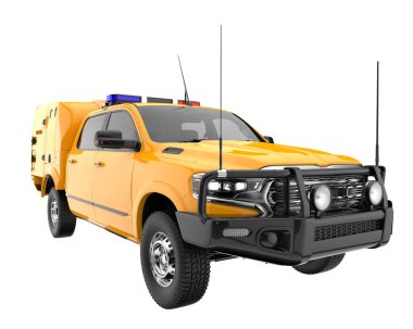 Pickup truck isolated on white background. 3d rendering - illustration