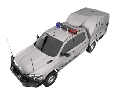 Pickup truck isolated on white background. 3d rendering - illustration