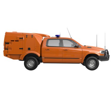 Pickup truck isolated on white background. 3d rendering - illustration