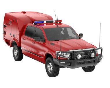 Pickup truck isolated on white background. 3d rendering - illustration