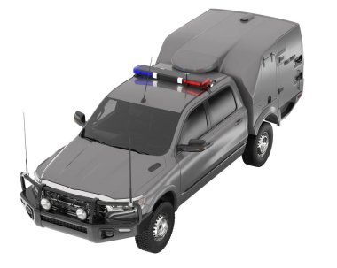 Pickup truck isolated on white background. 3d rendering - illustration