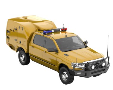 Pickup truck isolated on white background. 3d rendering - illustration