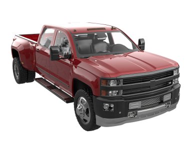 Pickup truck isolated on white background. 3d rendering - illustration