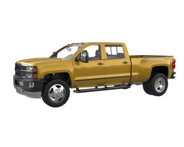 Pickup truck isolated on white background. 3d rendering - illustration