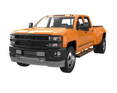 Pickup truck isolated on white background. 3d rendering - illustration