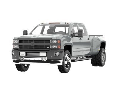 Pickup truck isolated on white background. 3d rendering - illustration