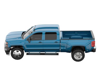 Pickup truck isolated on white background. 3d rendering - illustration