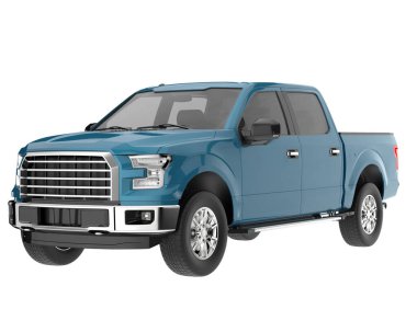 Pickup truck isolated on white background. 3d rendering - illustration