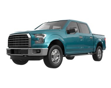 Pickup truck isolated on white background. 3d rendering - illustration