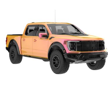 Pickup truck isolated on white background. 3d rendering - illustration