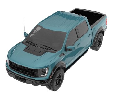 Pickup truck isolated on white background. 3d rendering - illustration