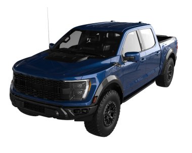 Pickup truck isolated on white background. 3d rendering - illustration