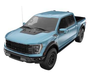 Pickup truck isolated on white background. 3d rendering - illustration