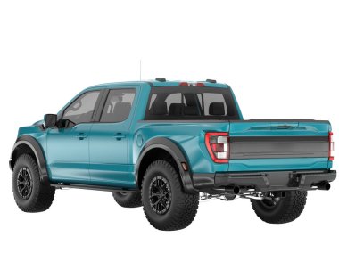 Pickup truck isolated on white background. 3d rendering - illustration