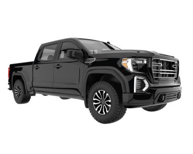 Pickup truck isolated on white background. 3d rendering - illustration